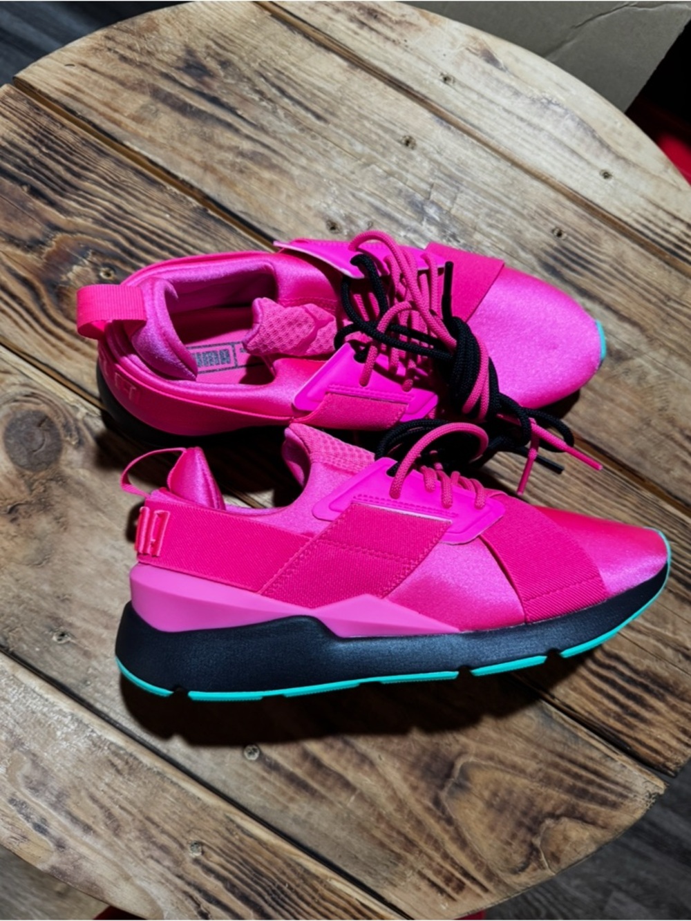 Puma Women's Hot Pink Athletic Sneakers with Black & Teal Accents